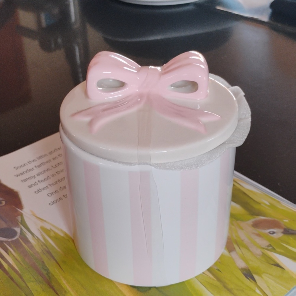 NEW Ceramic Jar in Glossy White and Light Pink